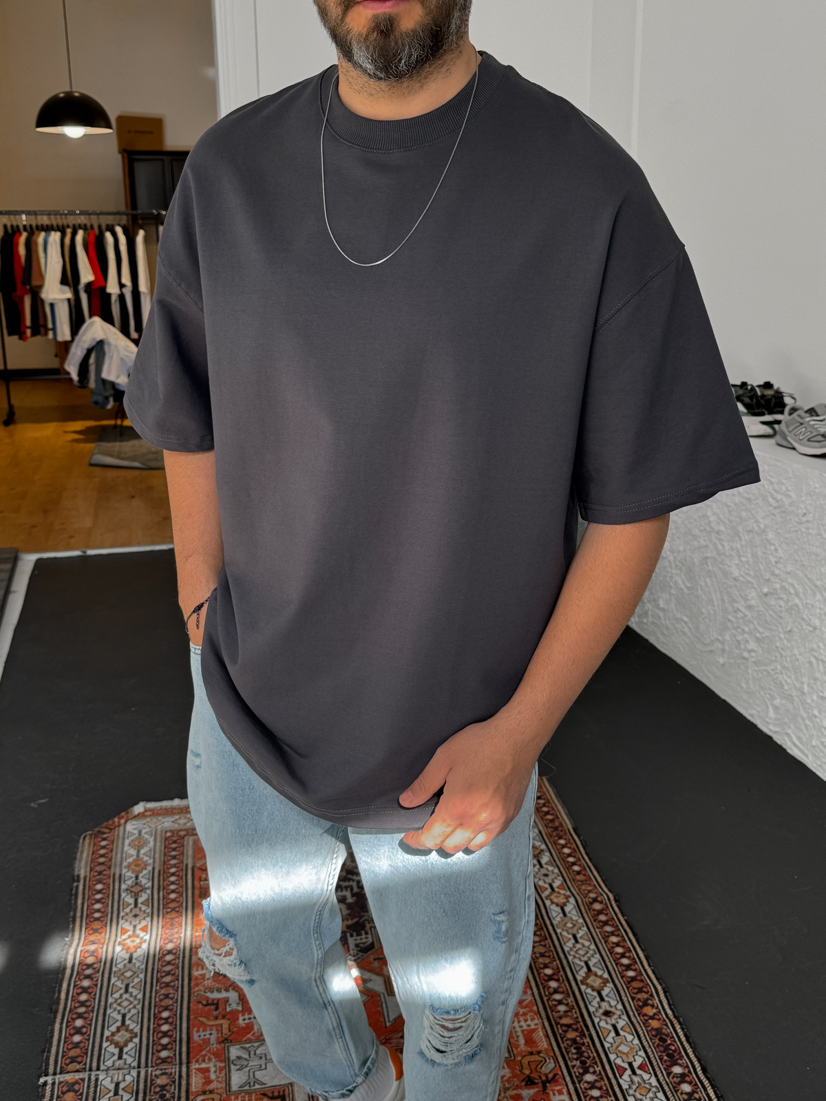 Füme İki İplik Basic T-Shirt BY-1208/363