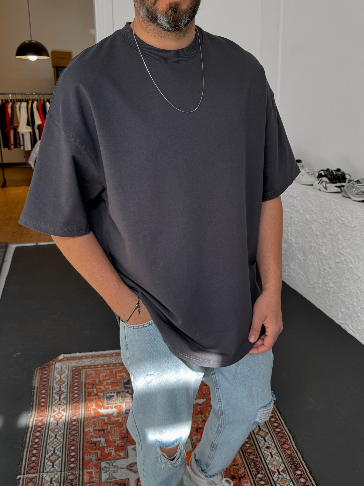 Füme İki İplik Basic T-Shirt BY-1208/363
