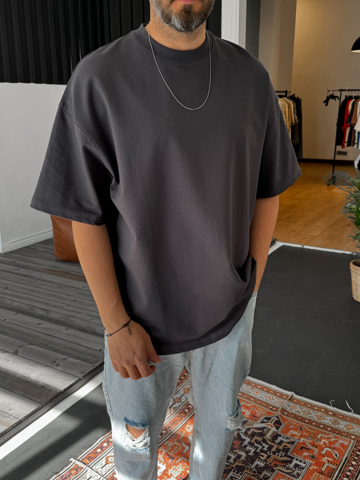 Füme İki İplik Basic T-Shirt BY-1208/363