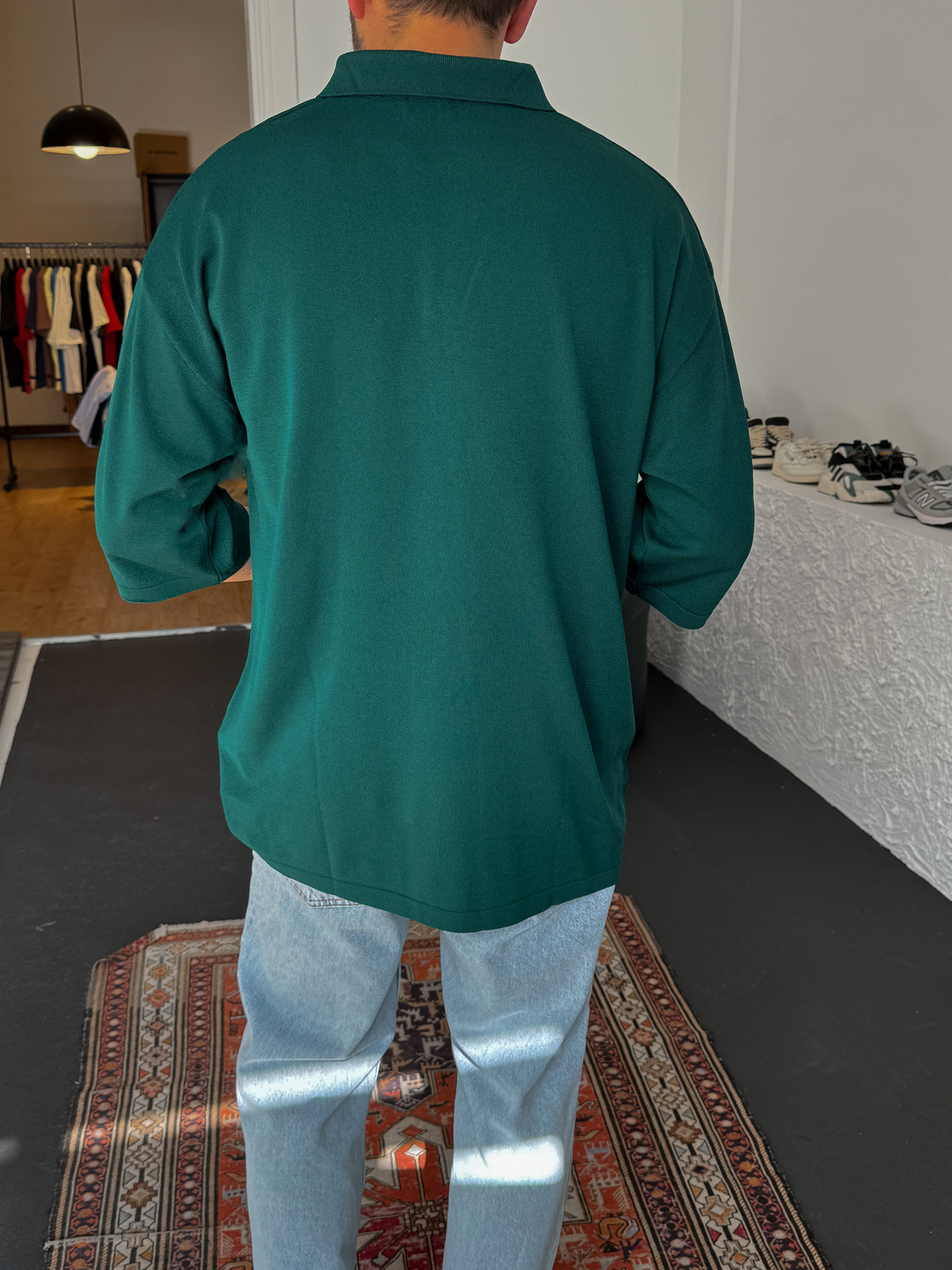Koyu Yeşil Polo Yaka Basic Triko T-shirt JJ-337