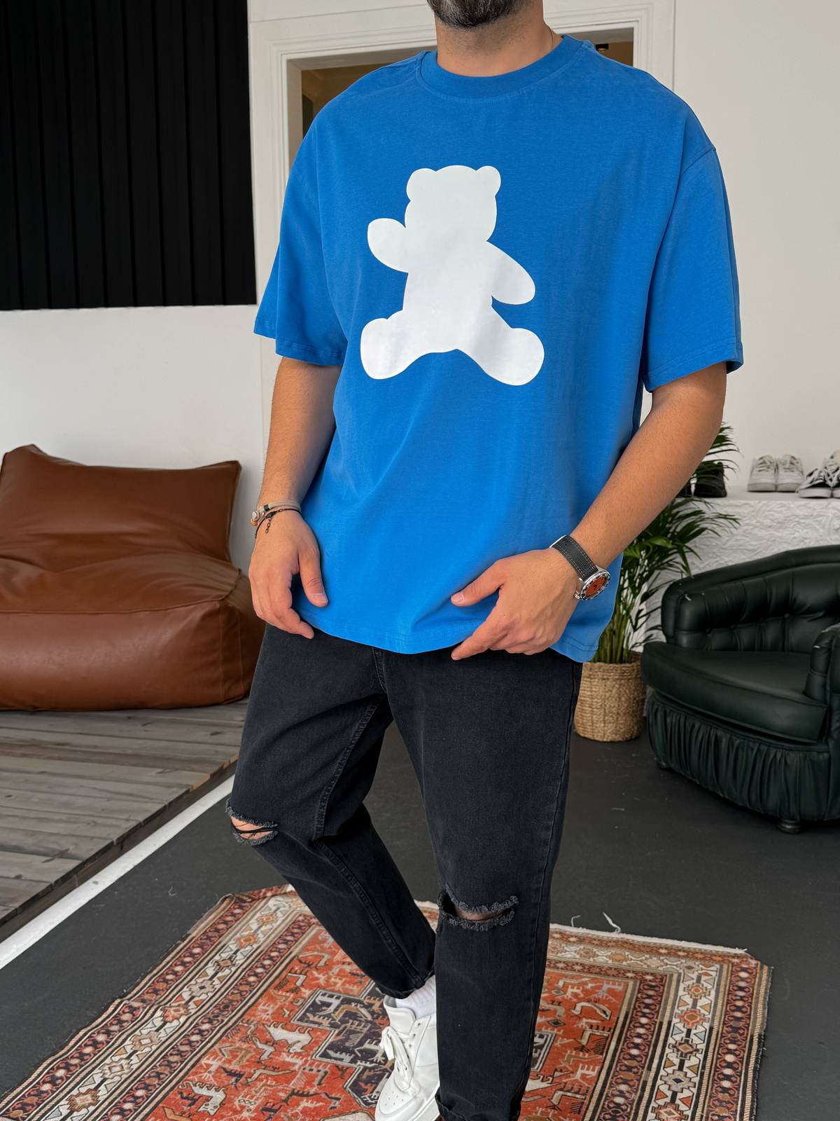 Mavi Ayı Baskılı T-Shirt C-1266