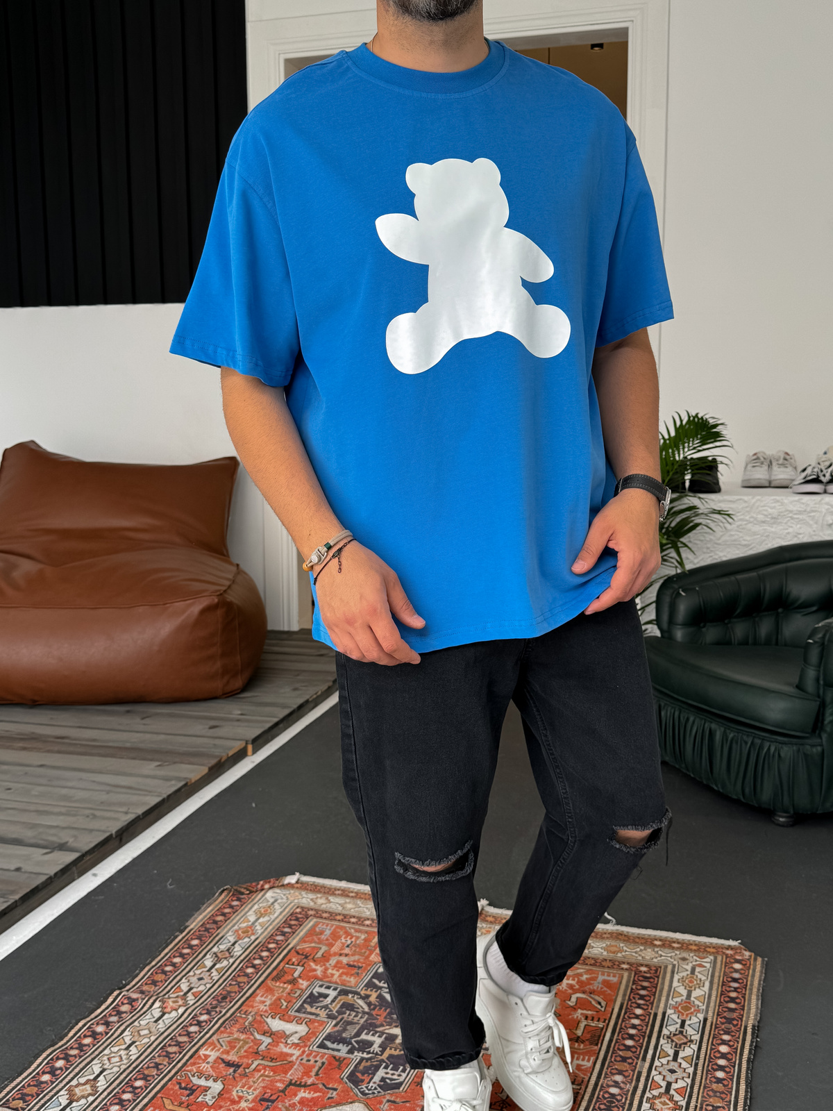 Mavi Ayı Baskılı T-Shirt C-1266