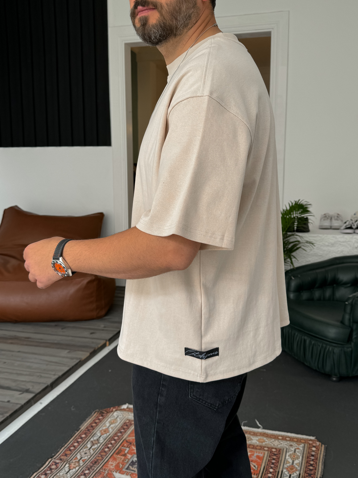 Bej Basic Kalın T-Shirt C-1232