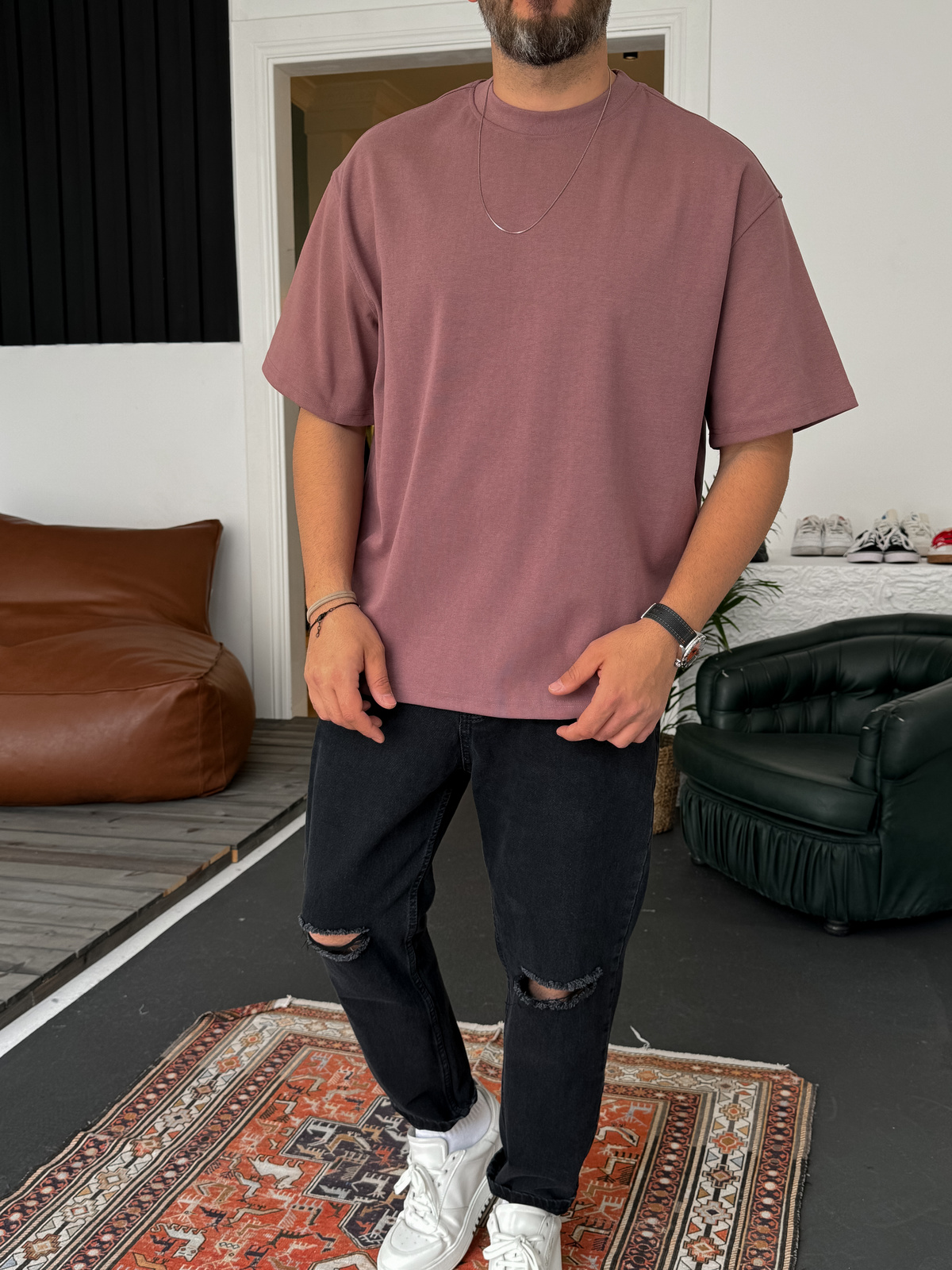 Mürdüm Basic Kalın T-Shirt C-1232
