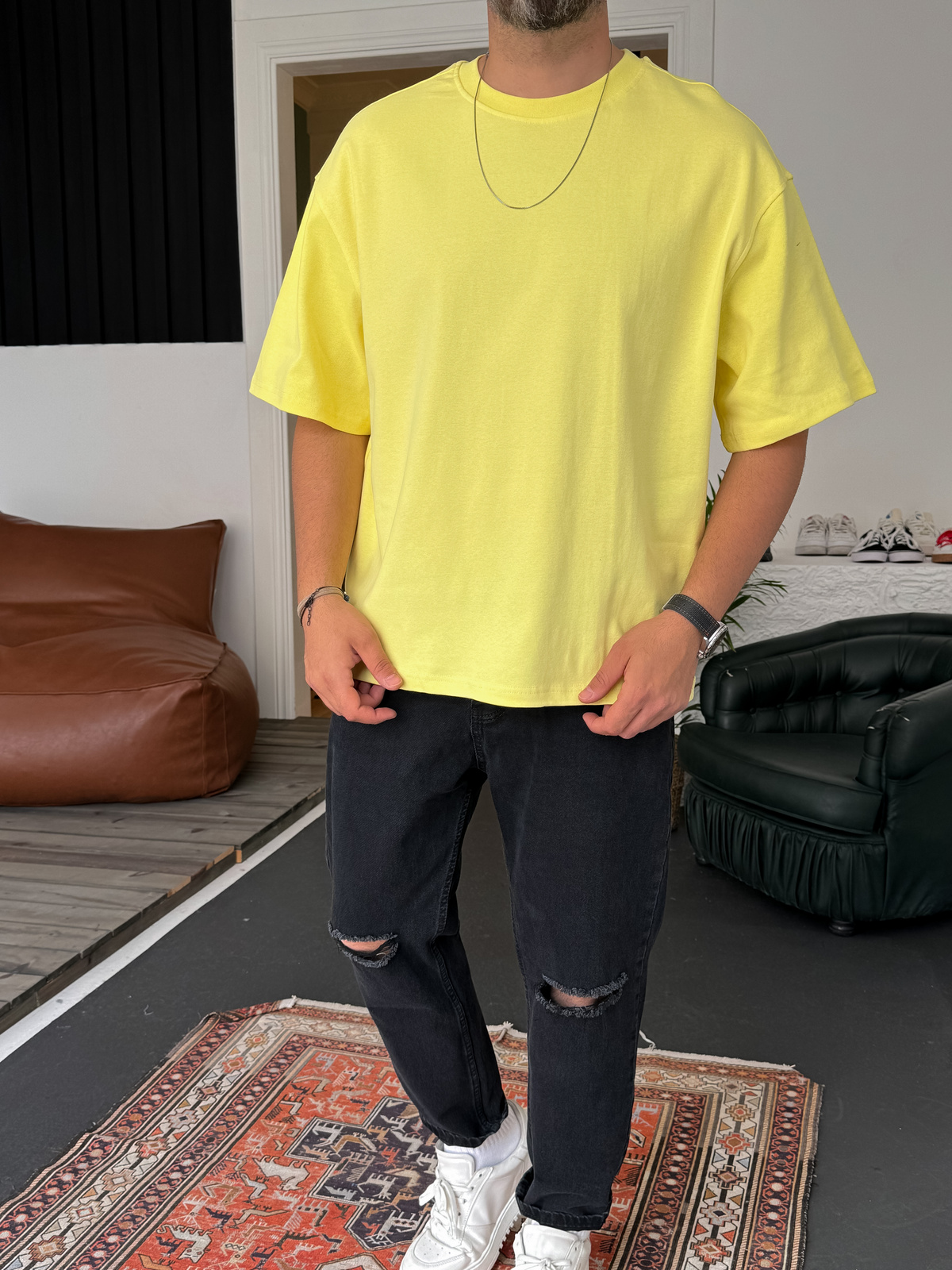 Sarı Basic Kalın T-Shirt C-1232