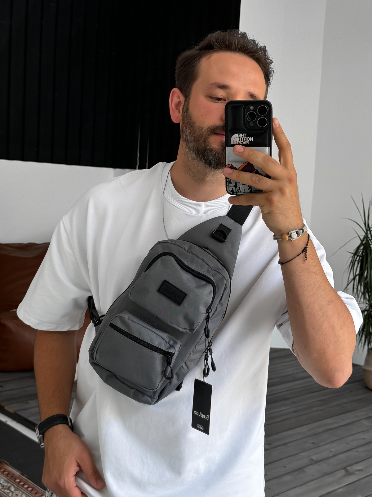 Füme Çift Cepli Body Bag  BL-1056