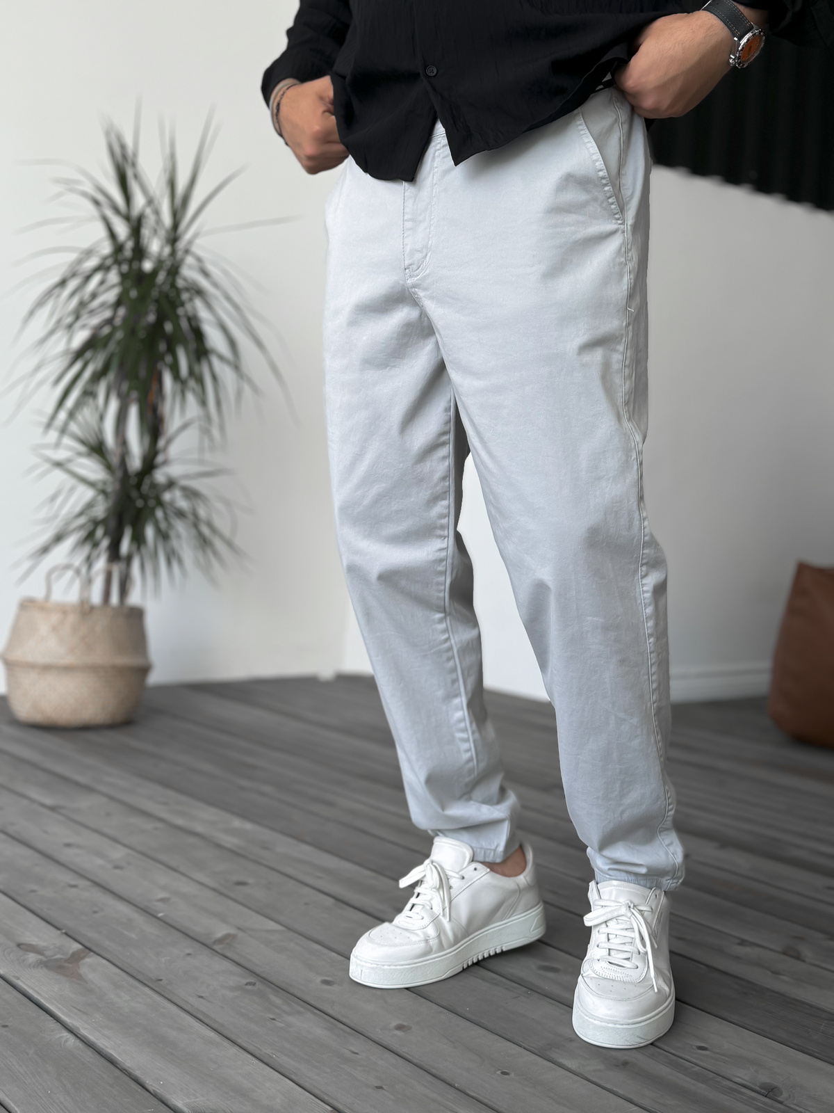 Gri Likralı Basic Chino Boyfriend DF-2364/2369