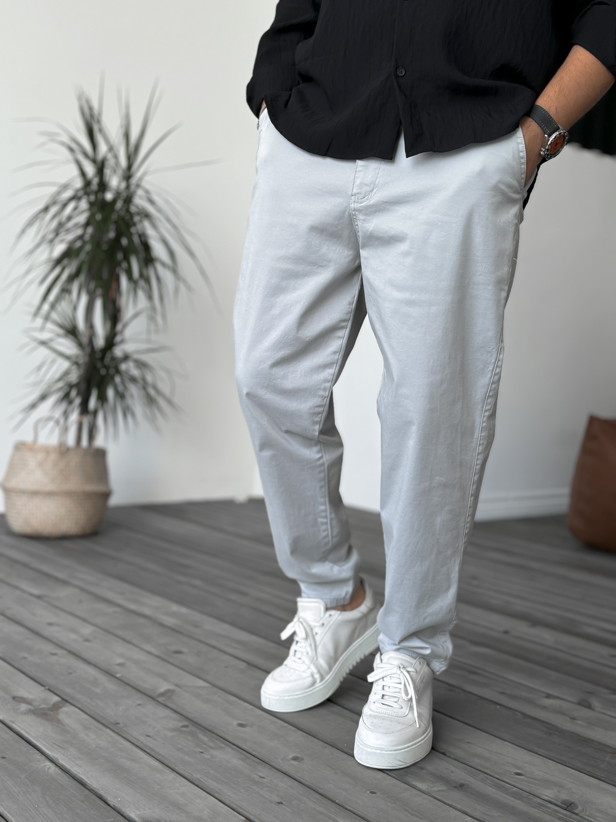 Gri Likralı Basic Chino Boyfriend DF-2364/2369