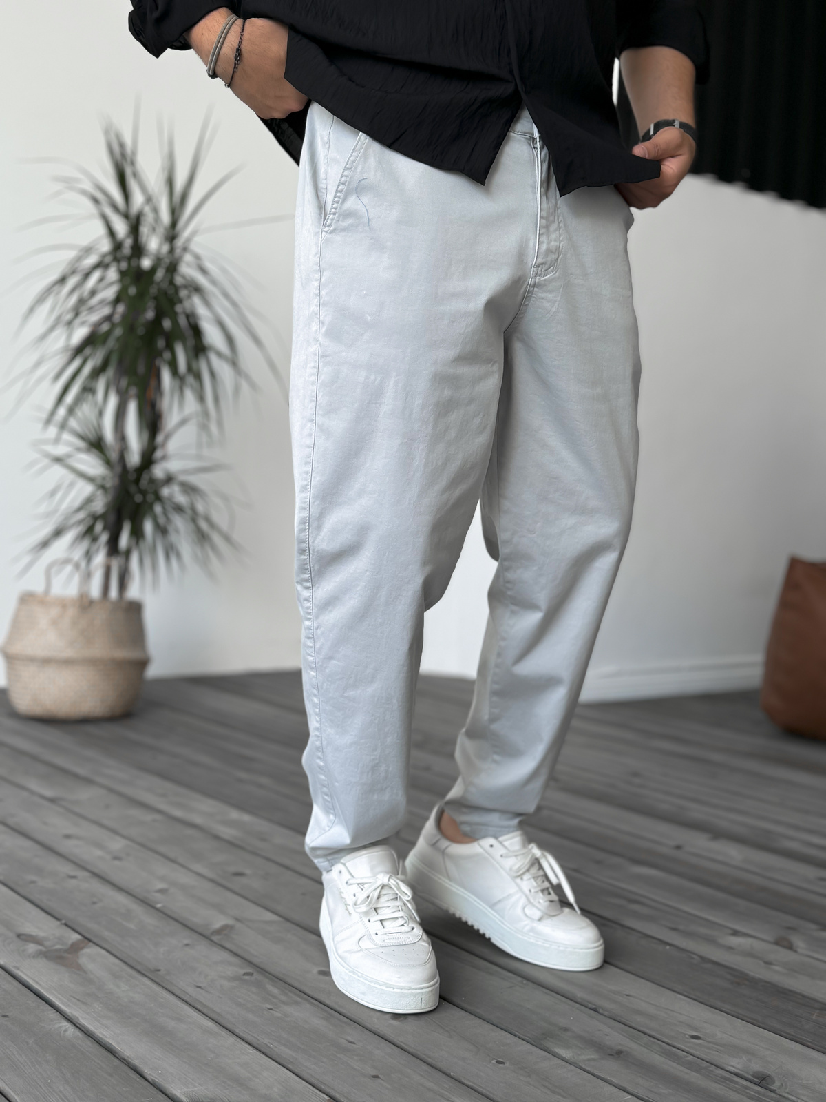 Gri Likralı Basic Chino Boyfriend DF-2364/2369