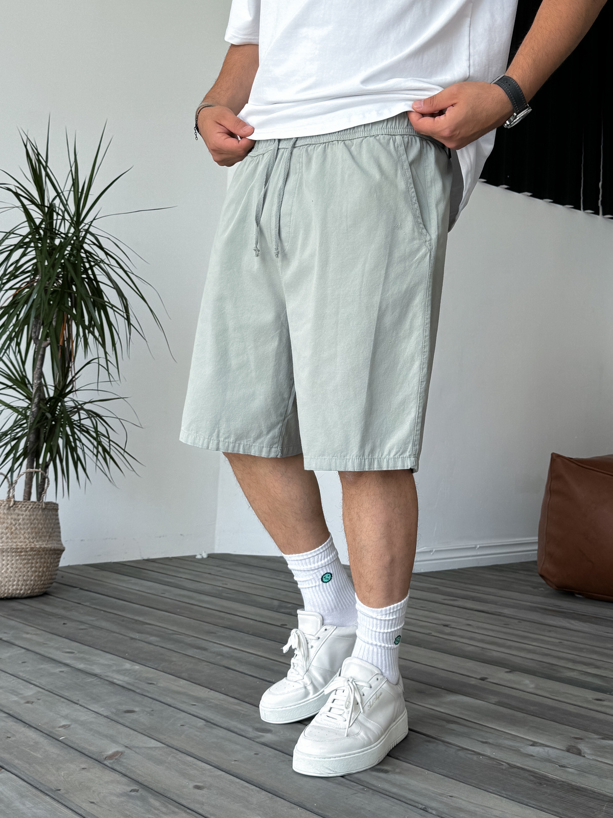 Yeşil Basic Gabardin Şort DF-1983/2040