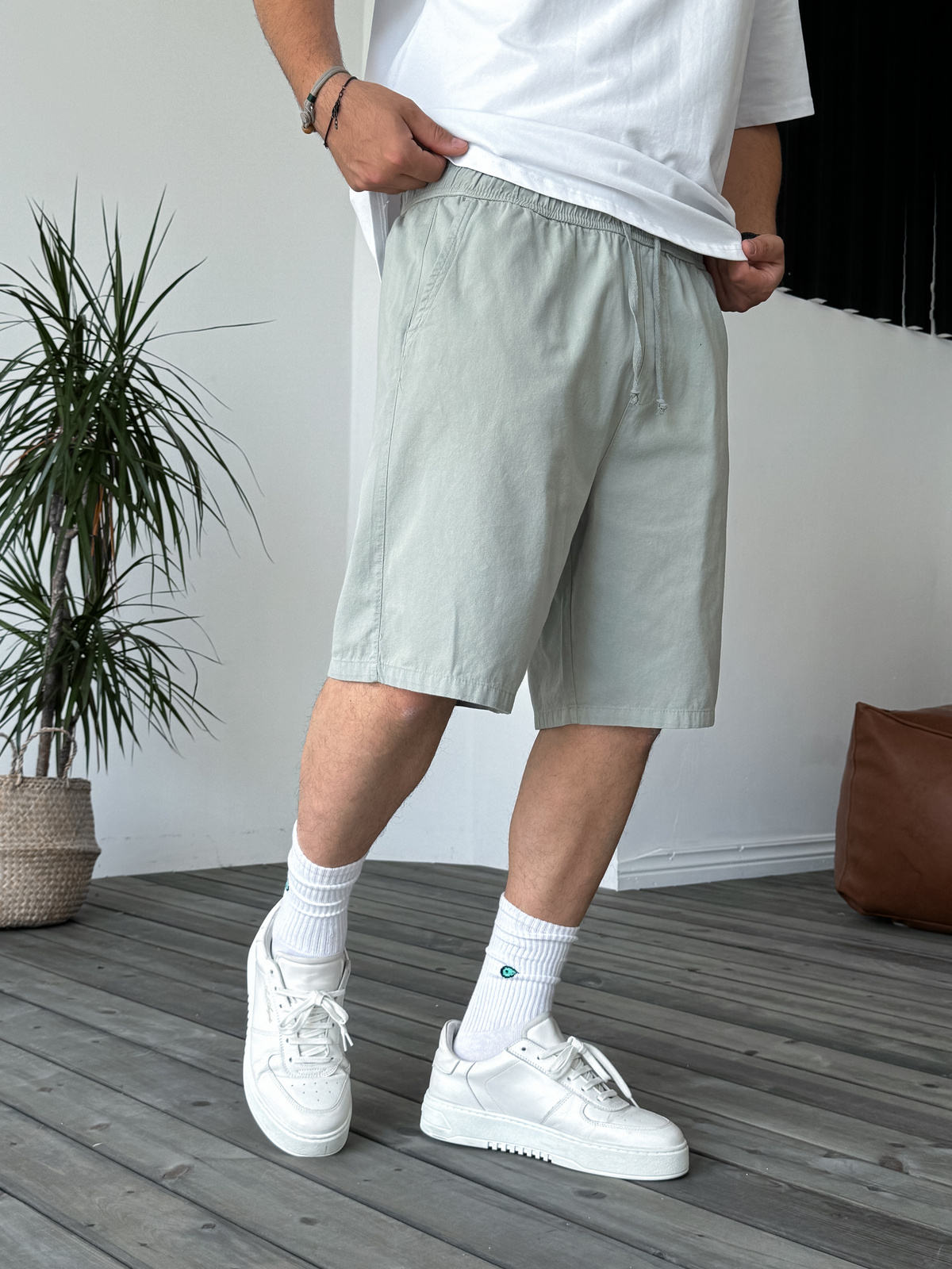Yeşil Basic Gabardin Şort DF-1983/2040