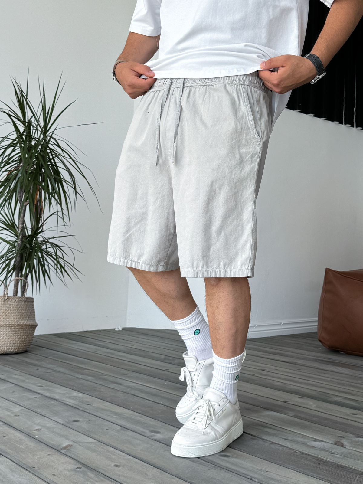Ice Gri Basic Gabardin Şort DF-1983/2040