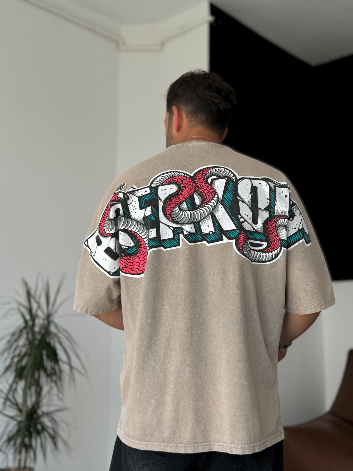 Açık Kahve Breakout Yıkamalı T-Shirt JJ-295