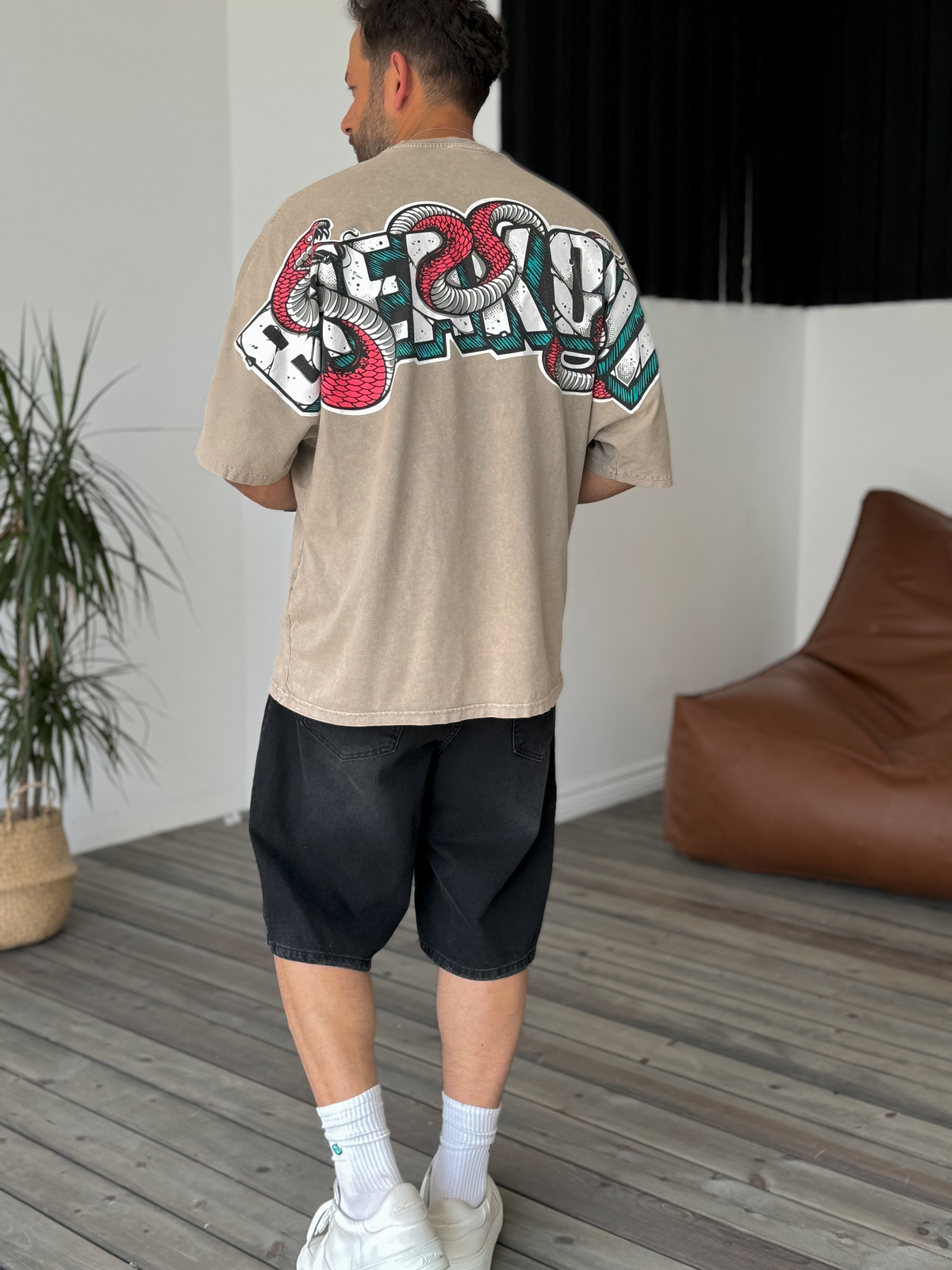 Açık Kahve Breakout Yıkamalı T-Shirt JJ-295