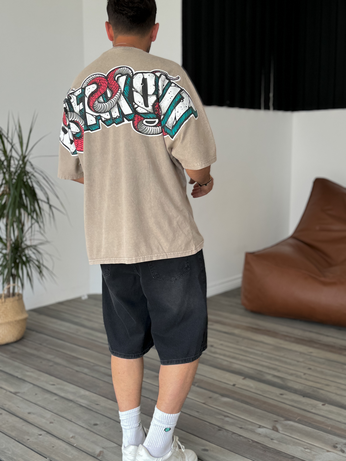 Açık Kahve Breakout Yıkamalı T-Shirt JJ-295