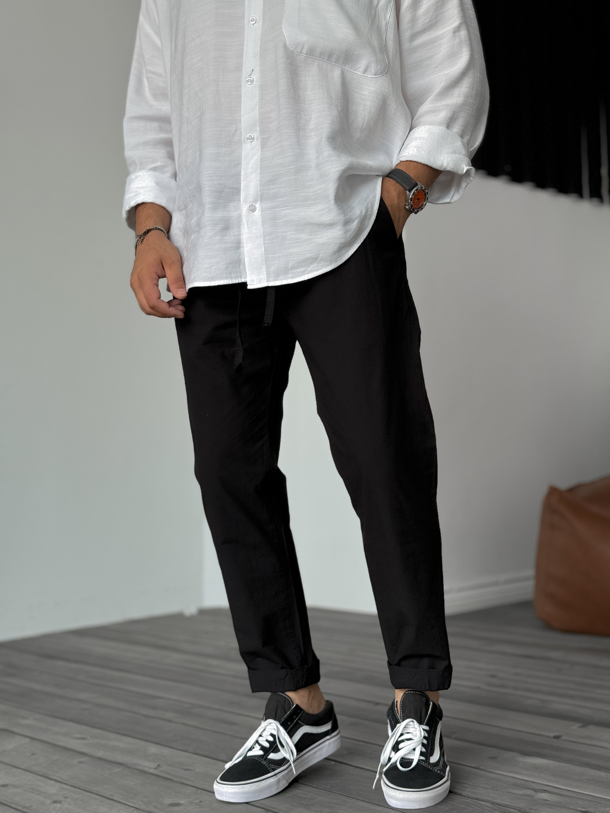 Siyah Regular Fit İnce Pantolon GJ-16405