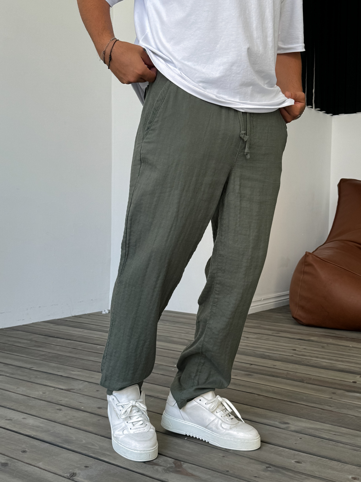 Haki Örme Keten Pantolon DF-2447/2448