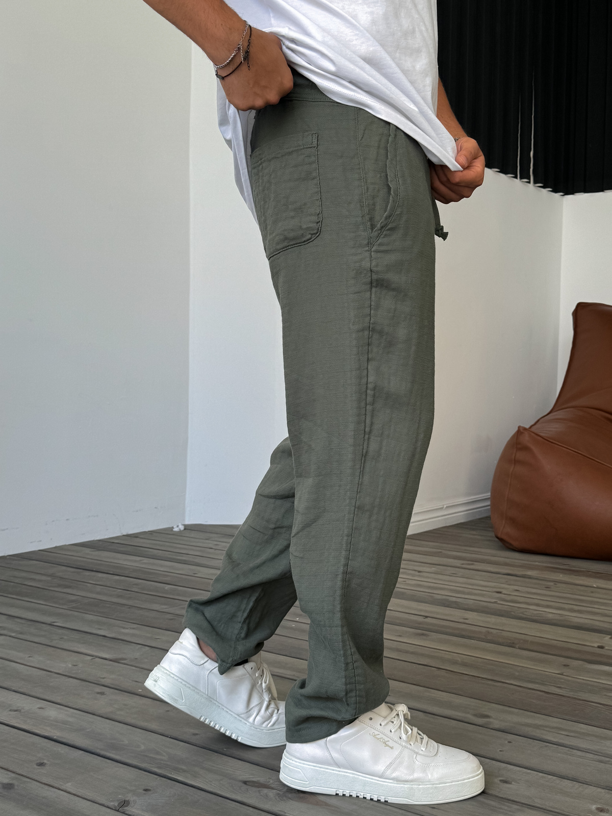 Haki Örme Keten Pantolon DF-2447/2448