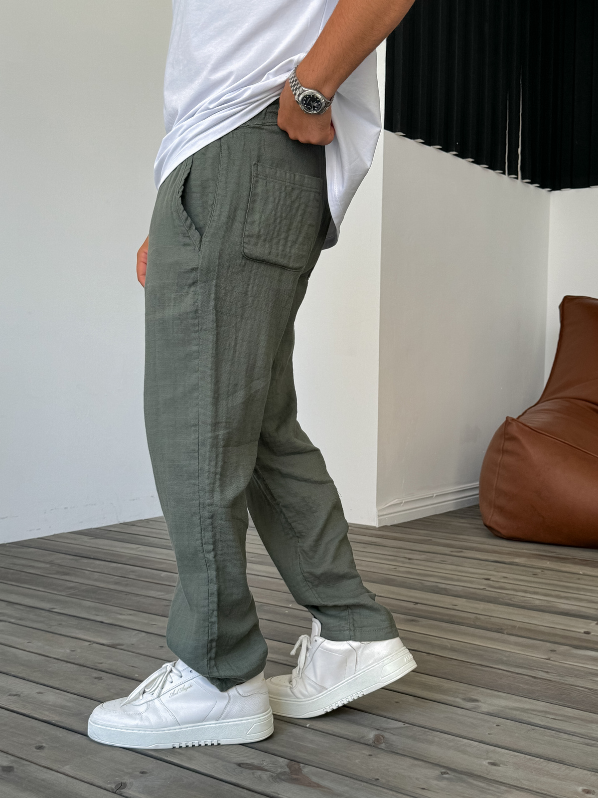 Haki Örme Keten Pantolon DF-2447/2448