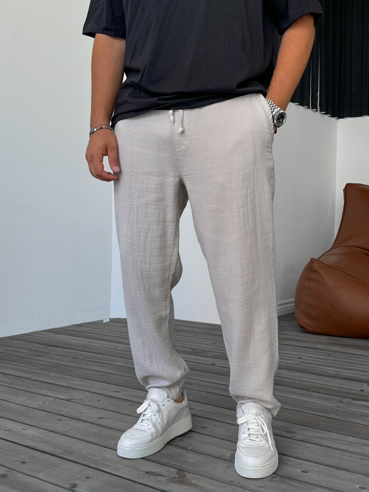 Taş Örme Keten Pantolon DF-2447/2448