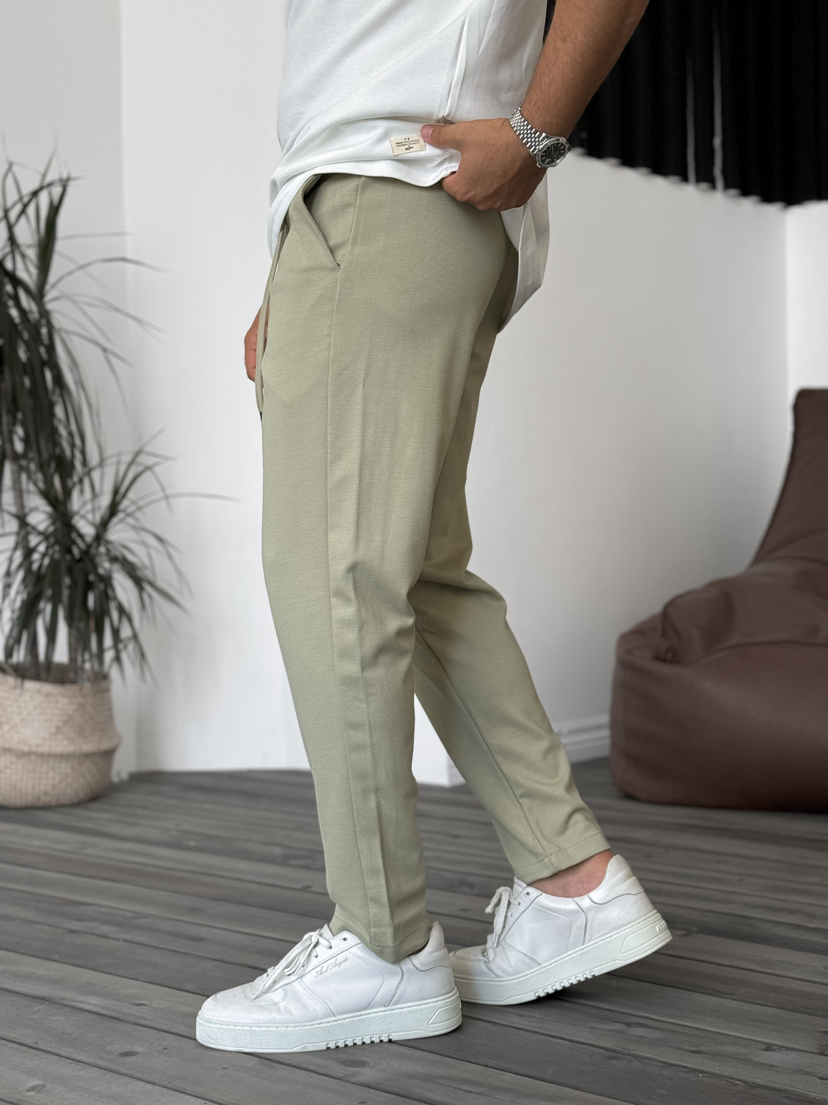 Yeşil Rahat Kalıp Örme Pantolon G-5432