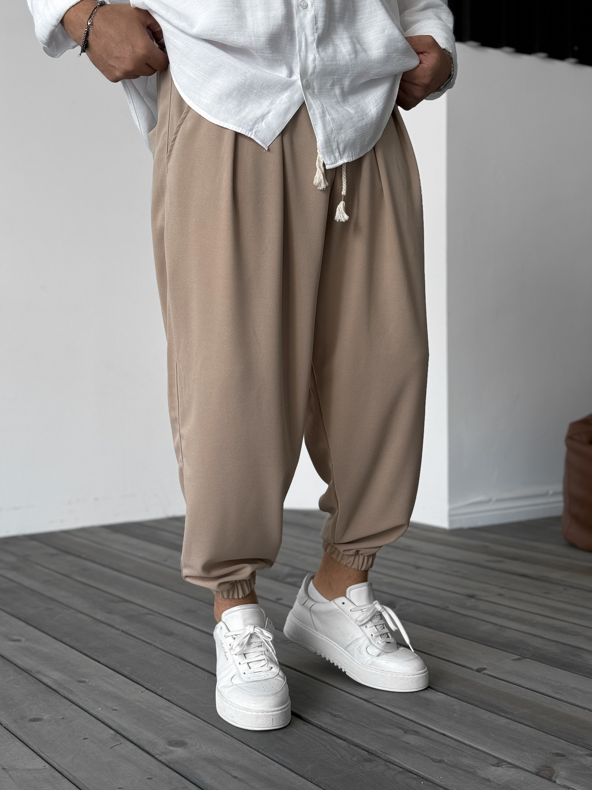 Bej Yarım Şalvar Basic Jogger DP-087
