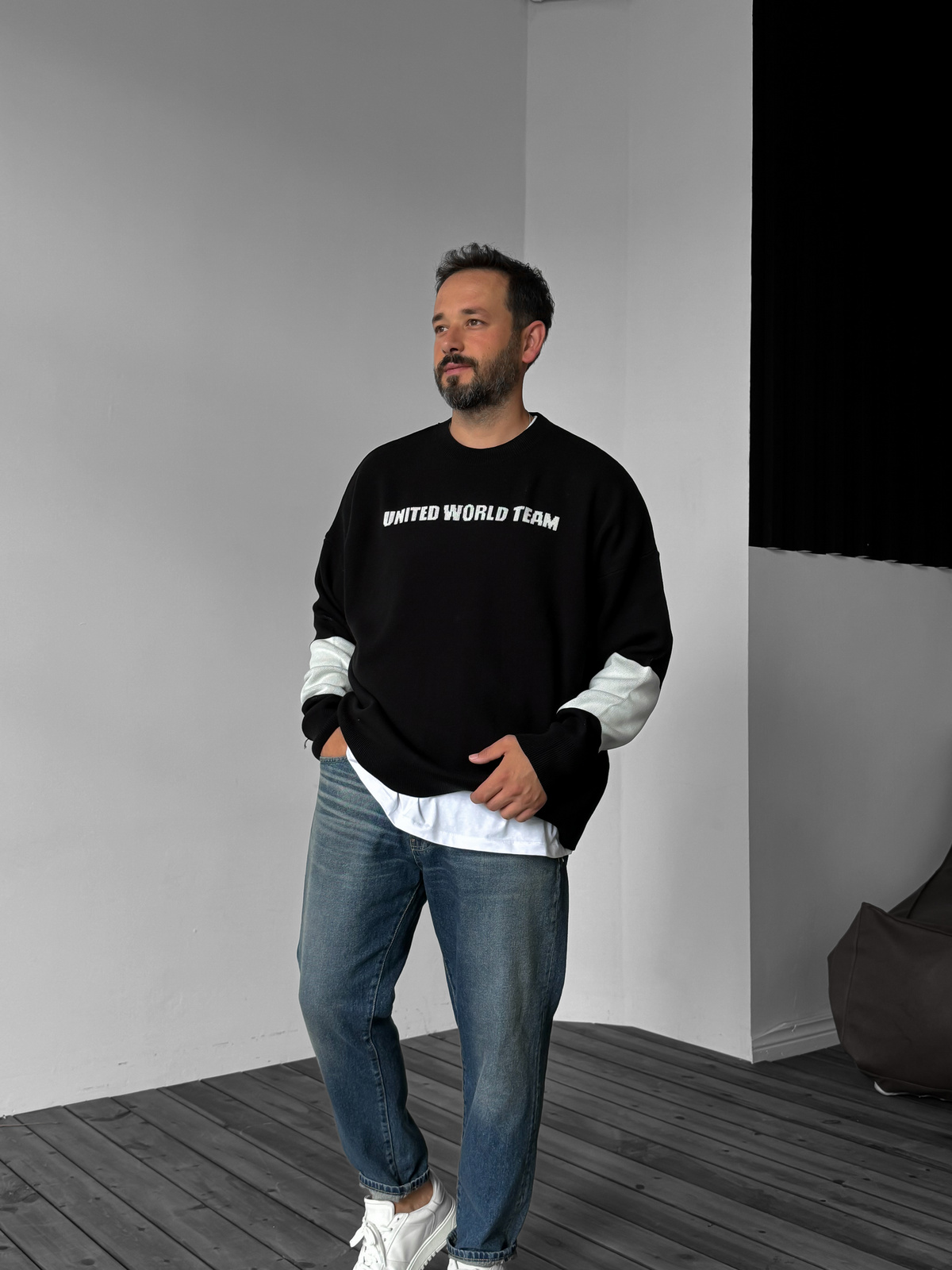 Siyah New York Örme Sweatshirt JJ-104
