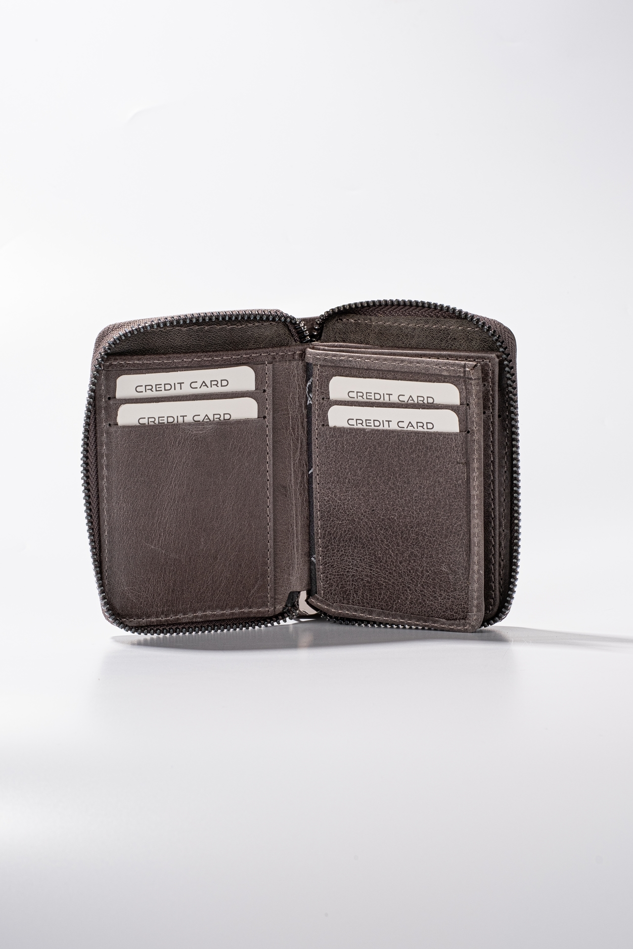 Gri Walker Hakiki Deri Minimal Cüzdan