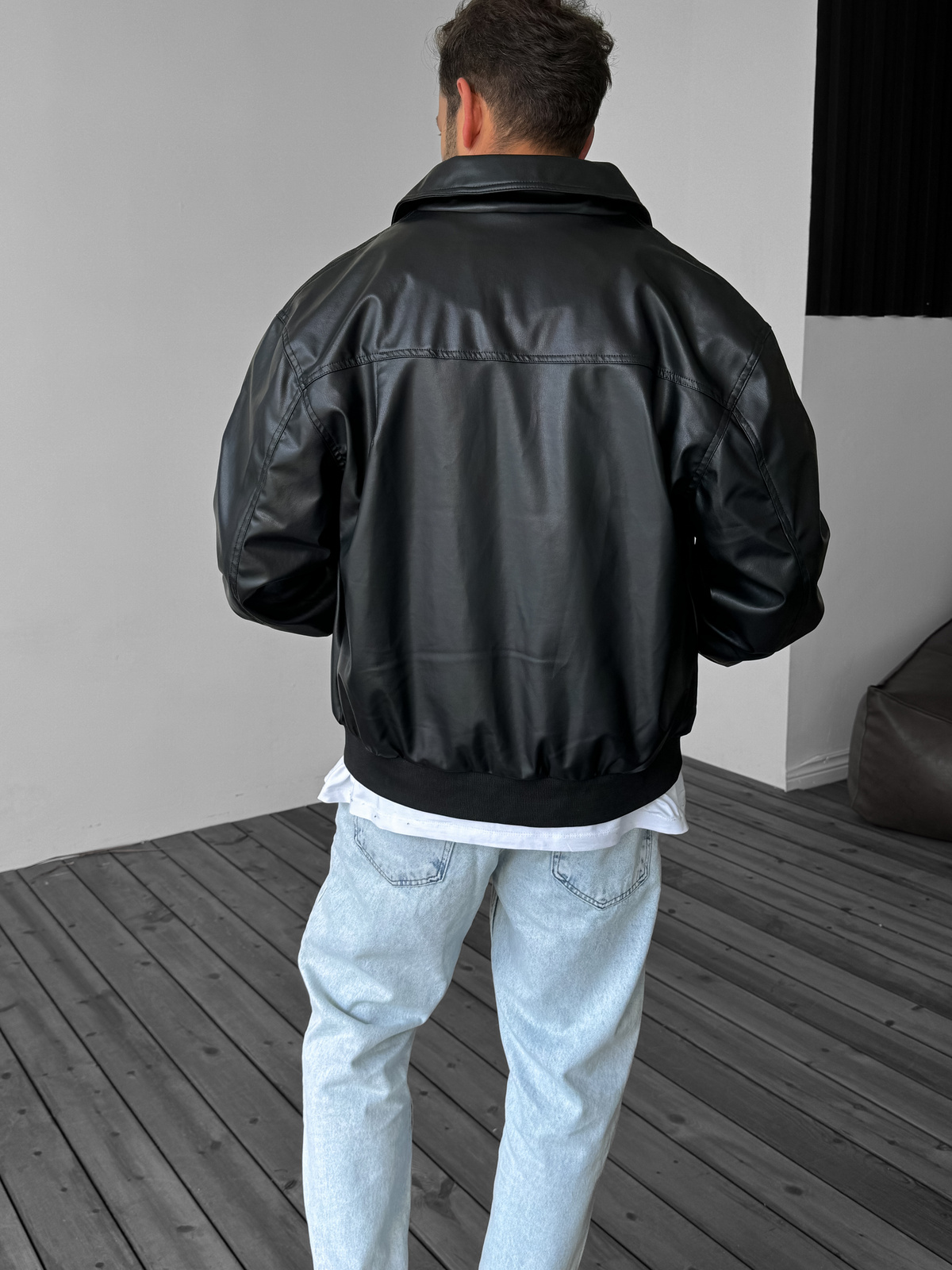 Siyah Bomber Deri Ceket LNS-8529