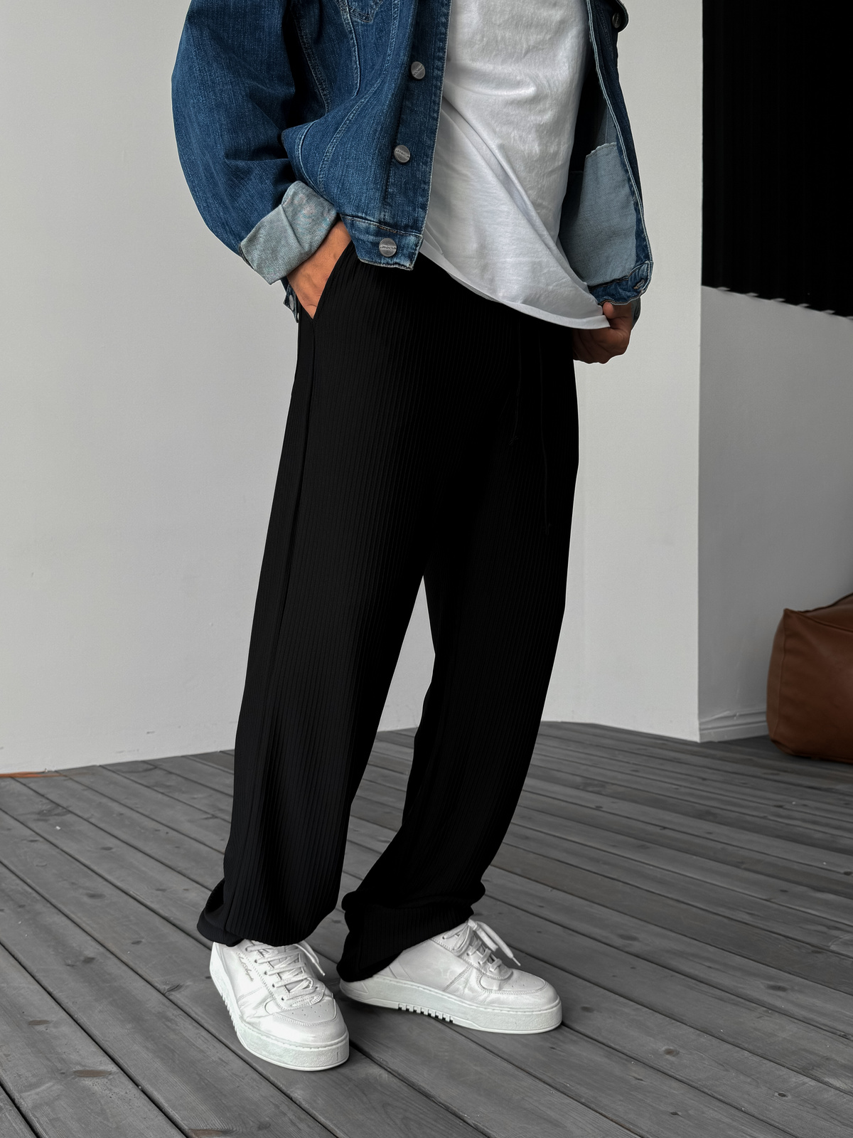 Siyah Fitilli Basic Pantolon G-5232/4