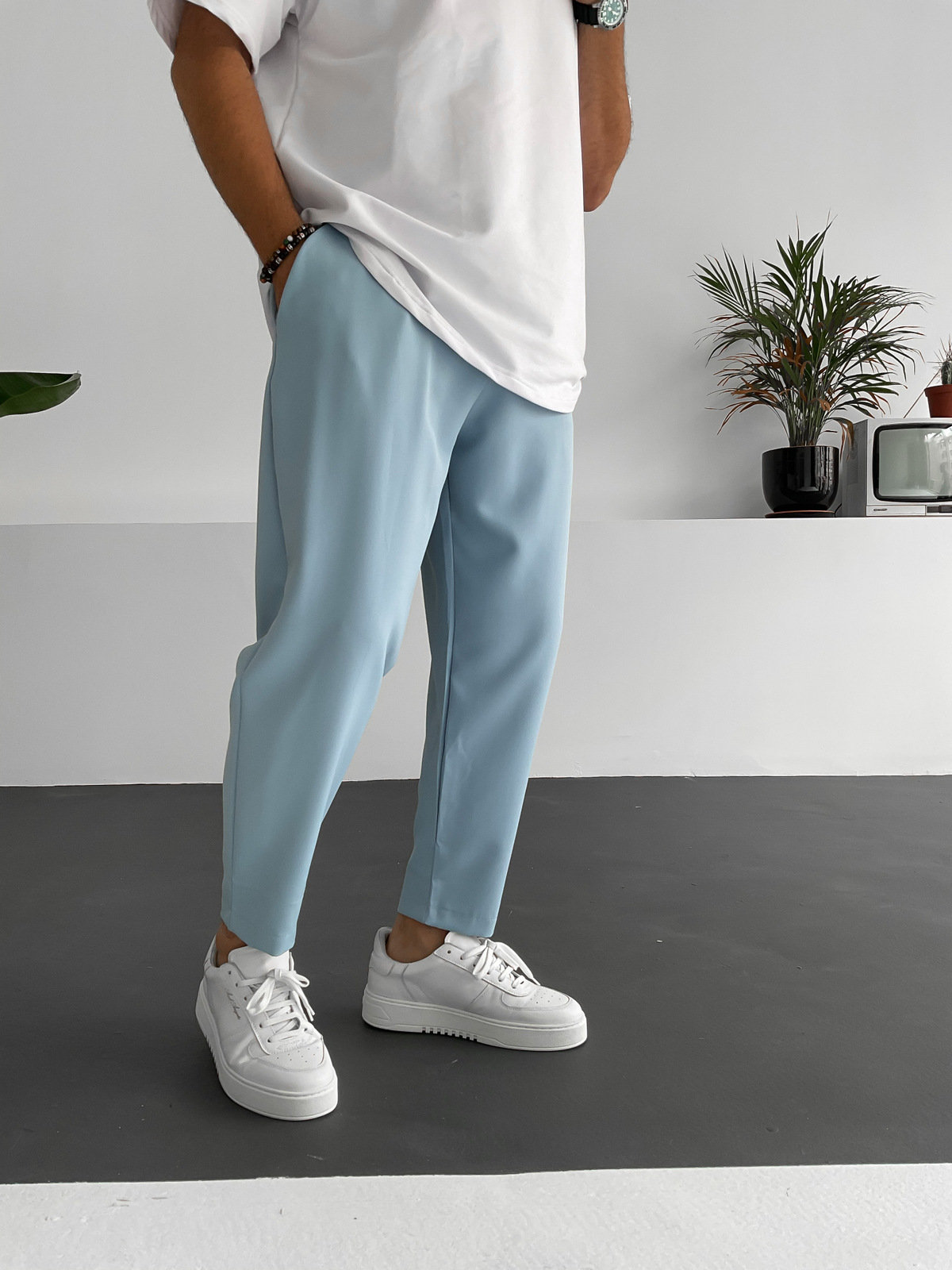 Açık Mavi Bol Kesim Basic Pantolon BY-319
