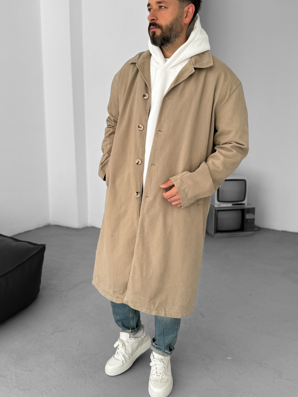 Bej Cepli Gabardin Kaban B-4003