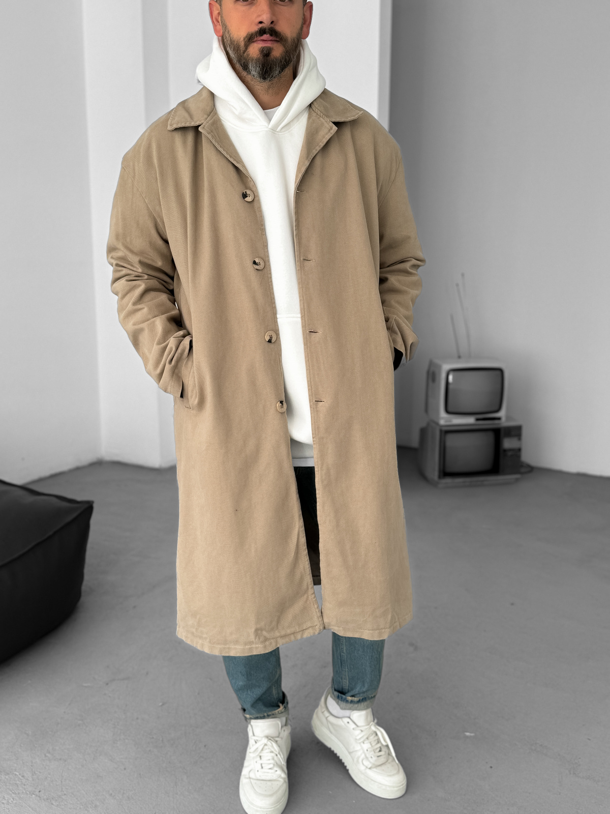 Bej Cepli Gabardin Kaban B-4003