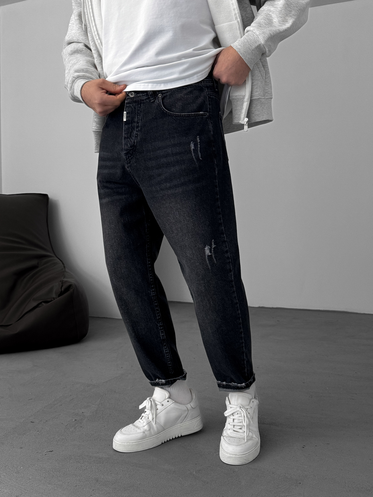 Siyah Çizik Yırtıklı Boyfriend DP-311