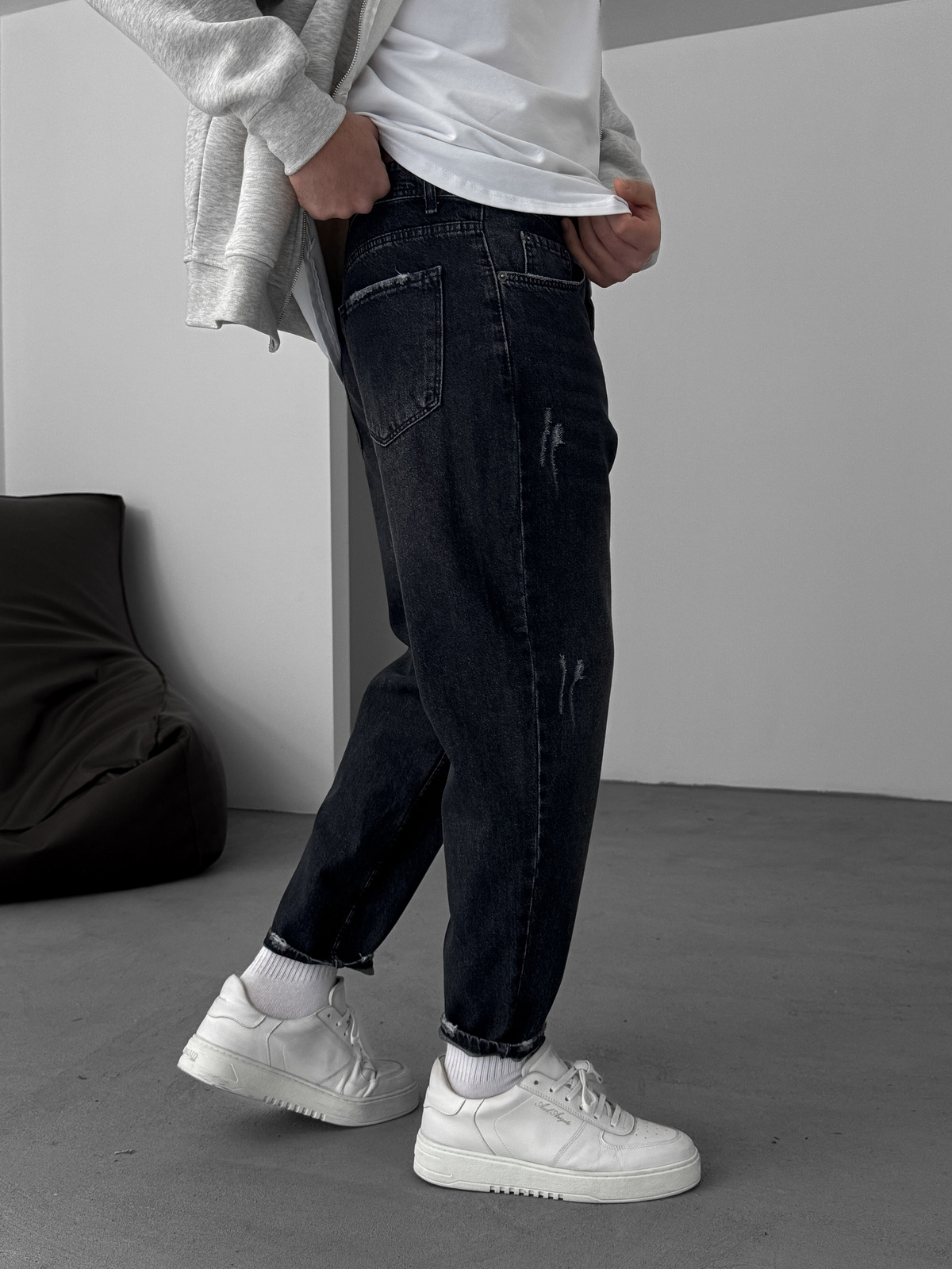 Siyah Çizik Yırtıklı Boyfriend DP-311