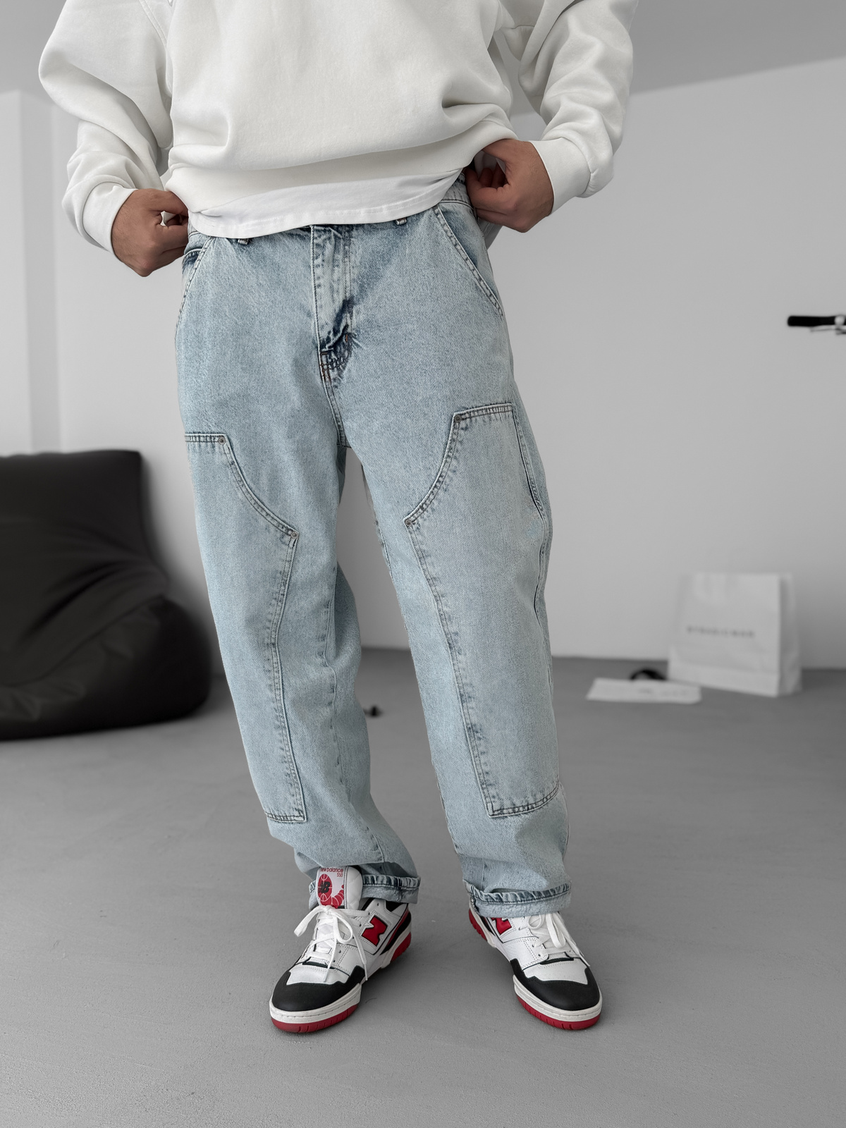 Buz Mavisi Parça Detaylı Baggy Pantolon KE-699/698