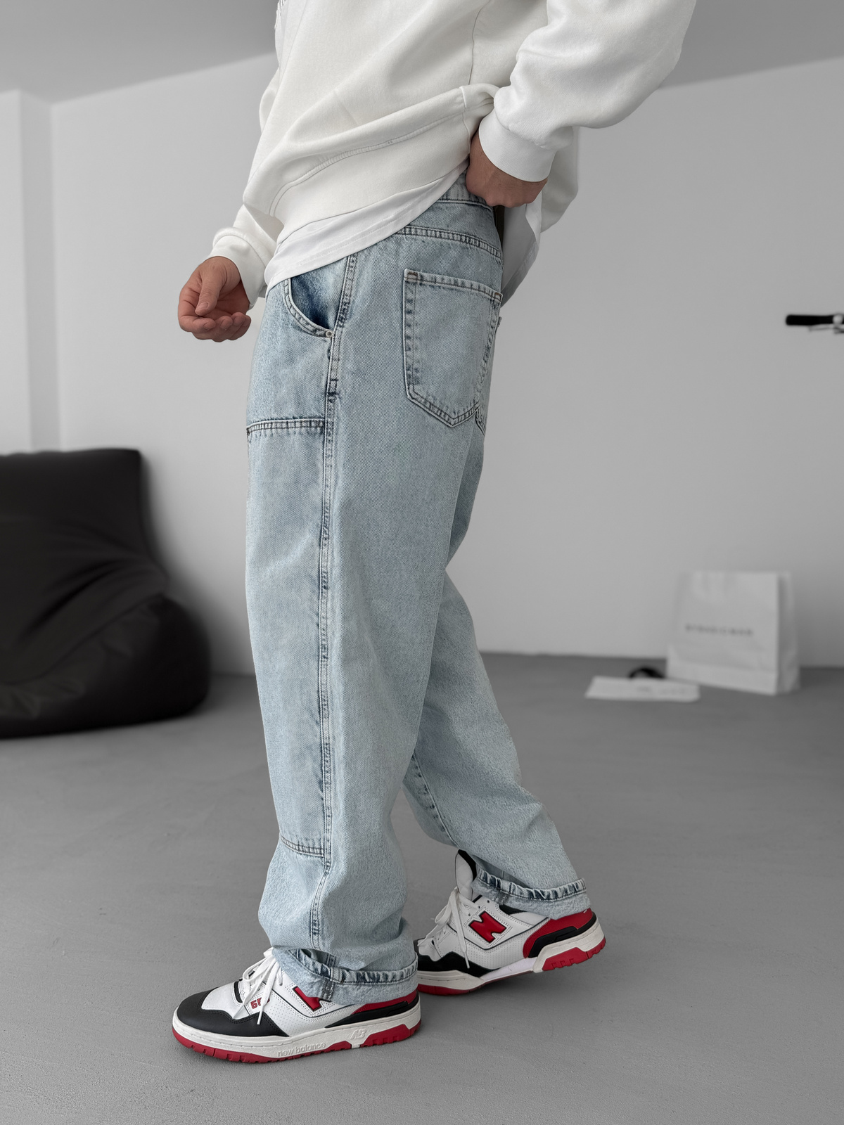 Buz Mavisi Parça Detaylı Baggy Pantolon KE-699/698