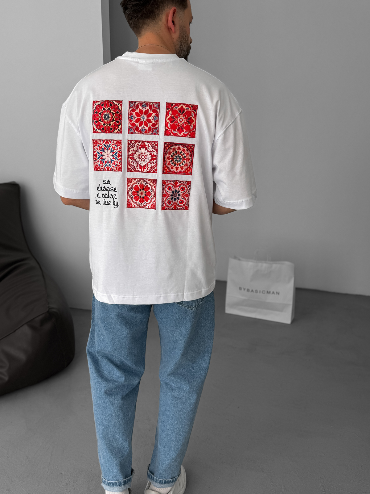 Beyaz Choose Patchli Oversize T-Shirt RES-5123