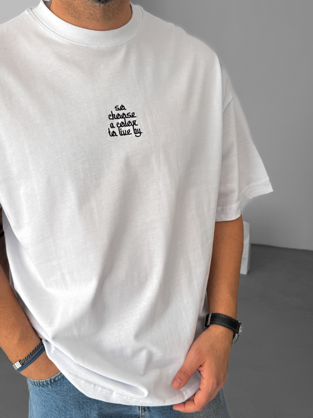 Beyaz Choose Patchli Oversize T-Shirt RES-5123