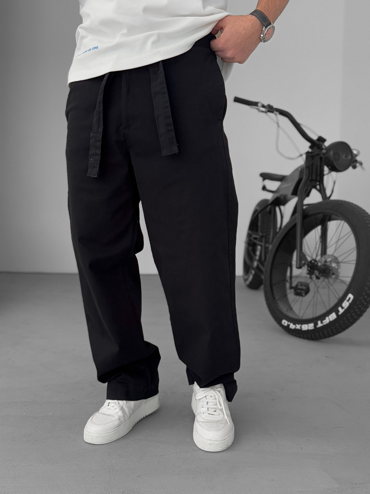 Siyah Basic Kuşaklı Baggy Pantolon KE-1006/1011
