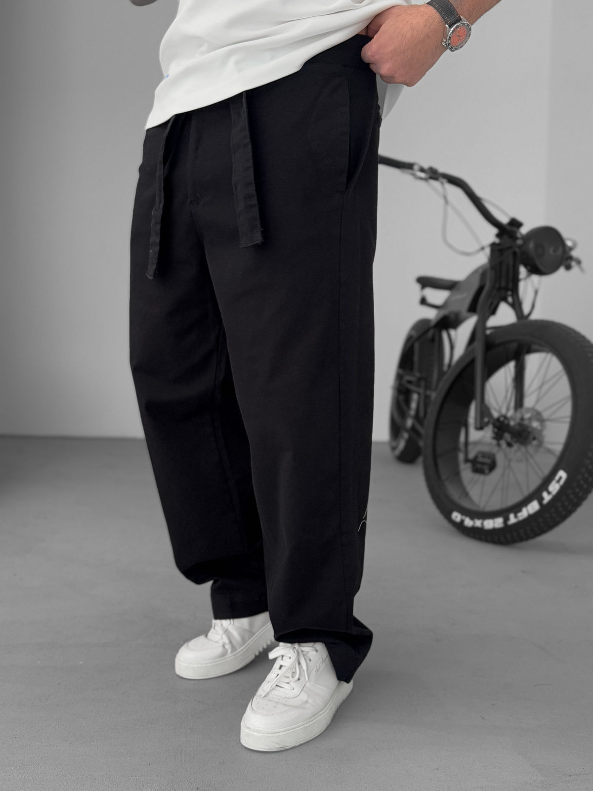 Siyah Basic Kuşaklı Baggy Pantolon KE-1006/1011