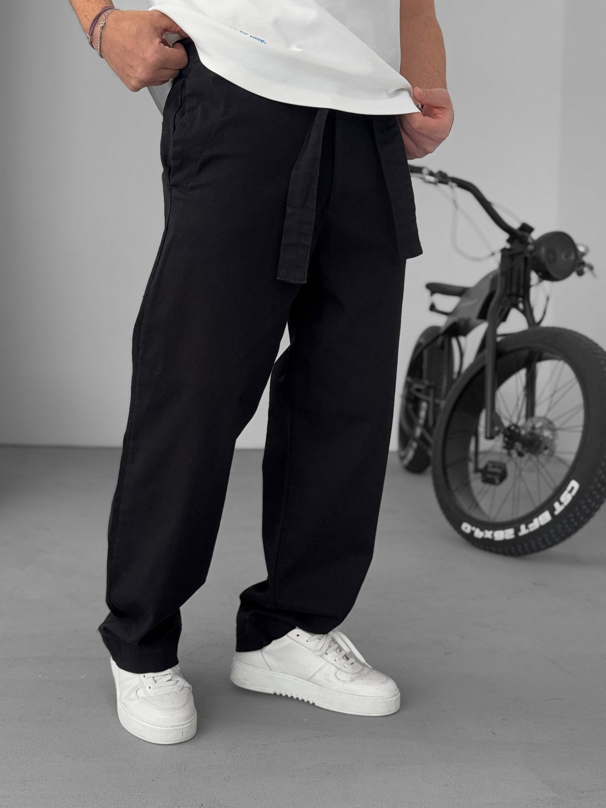 Siyah Basic Kuşaklı Baggy Pantolon KE-1006/1011