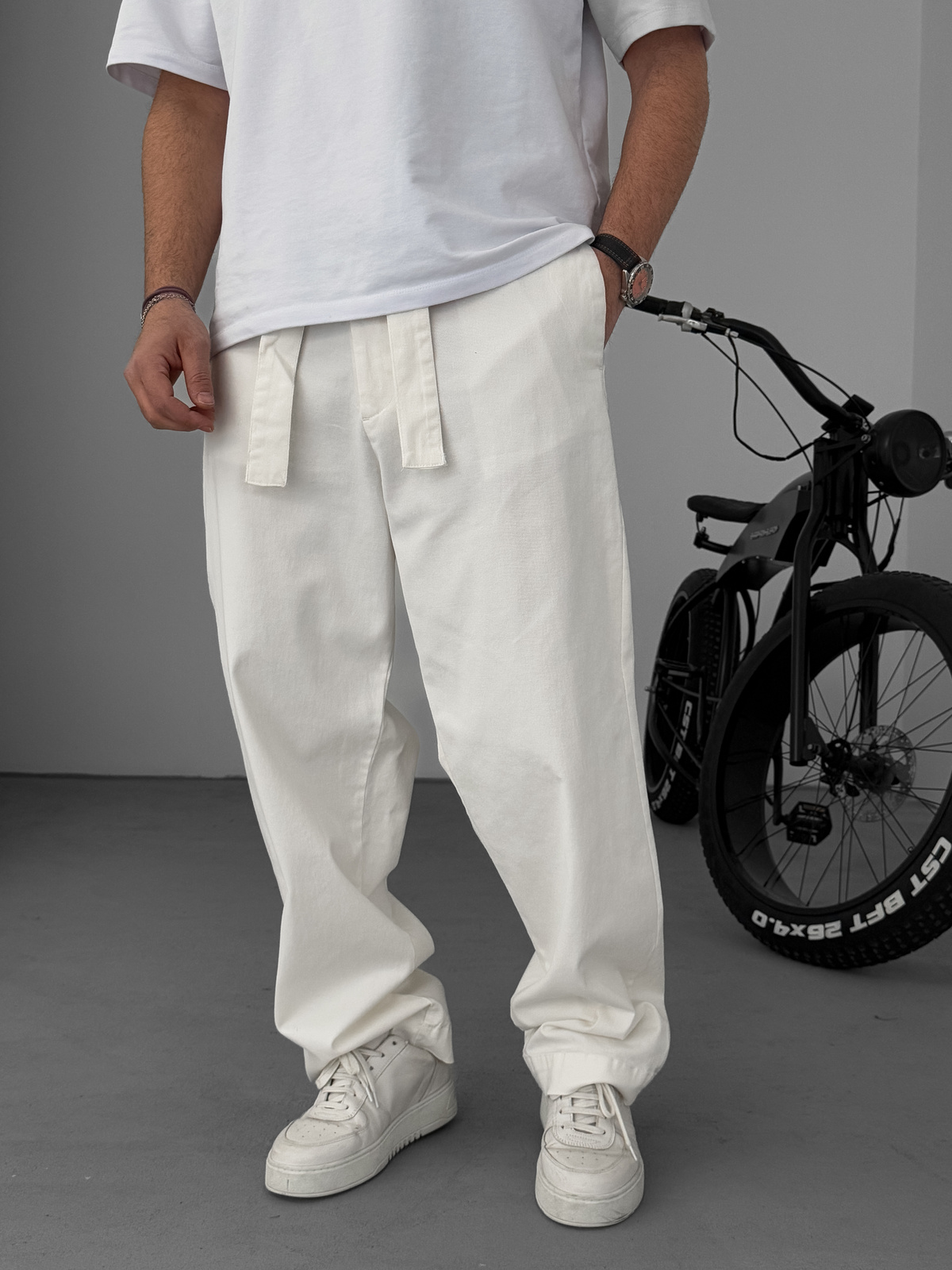 Ekru Basic Kuşaklı Baggy Pantolon KE-1006/1011
