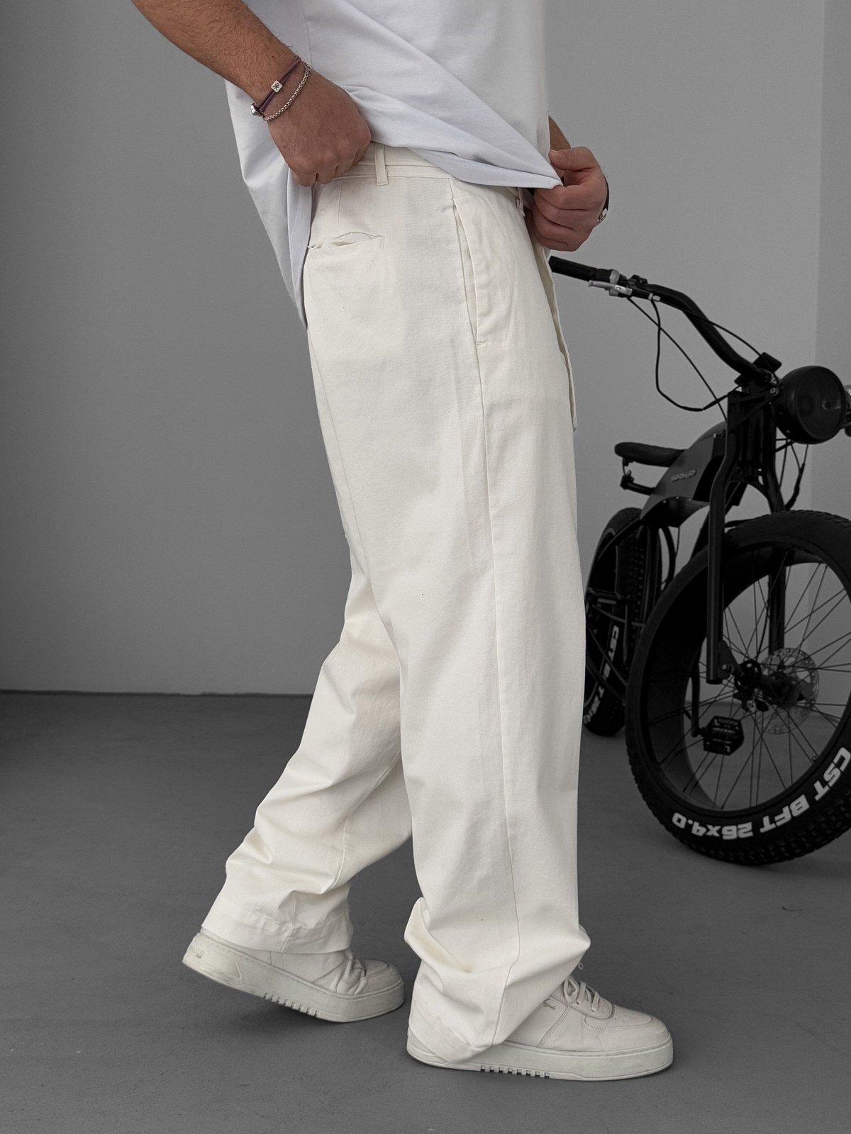 Ekru Basic Kuşaklı Baggy Pantolon KE-1006/1011
