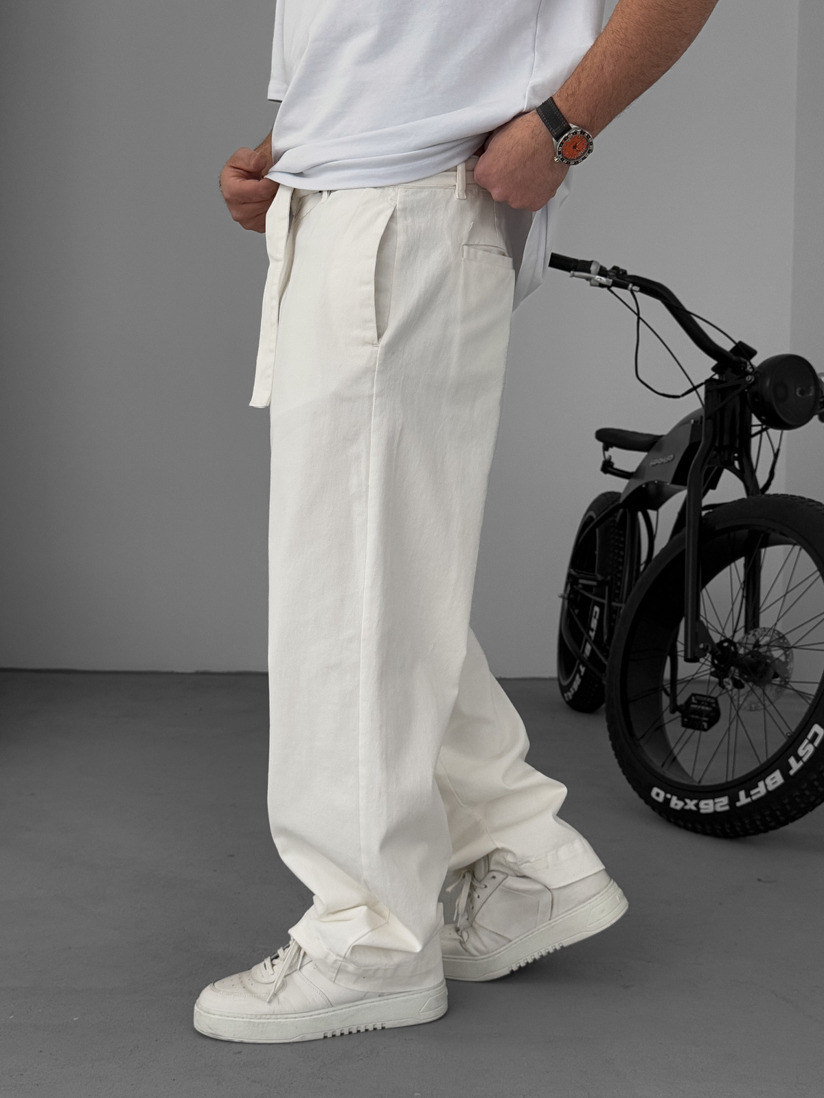Ekru Basic Kuşaklı Baggy Pantolon KE-1006/1011