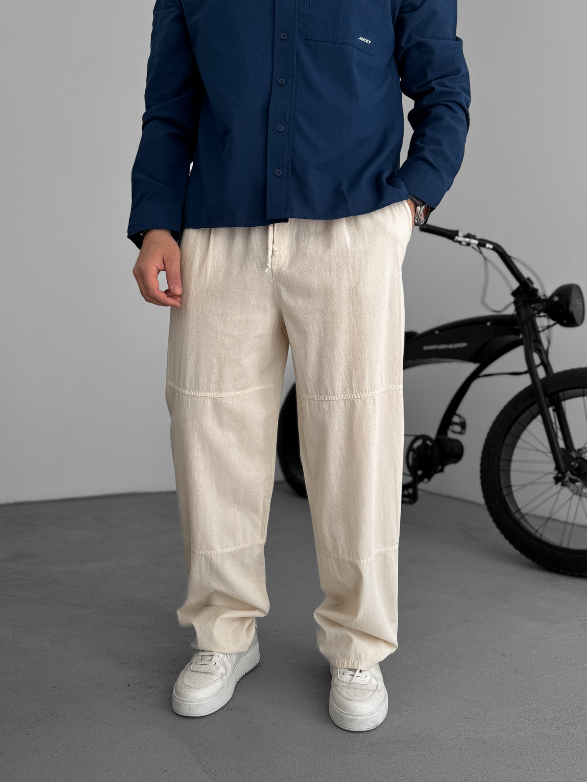 Bej Dikişli Rahat Baggy Pantolon JJ-96