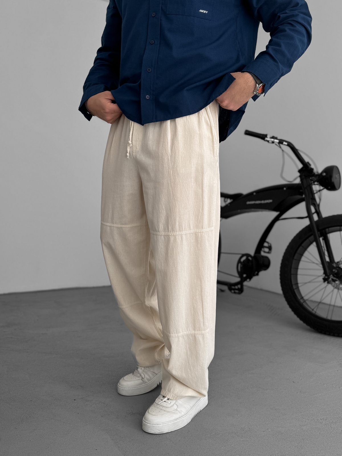 Bej Dikişli Rahat Baggy Pantolon JJ-96