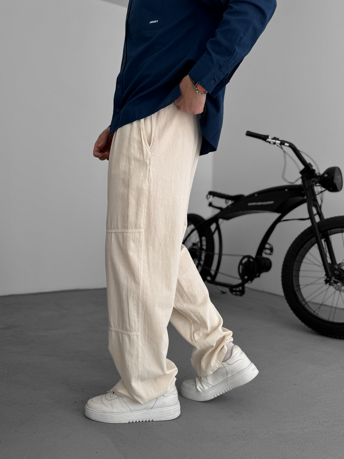 Bej Dikişli Rahat Baggy Pantolon JJ-96