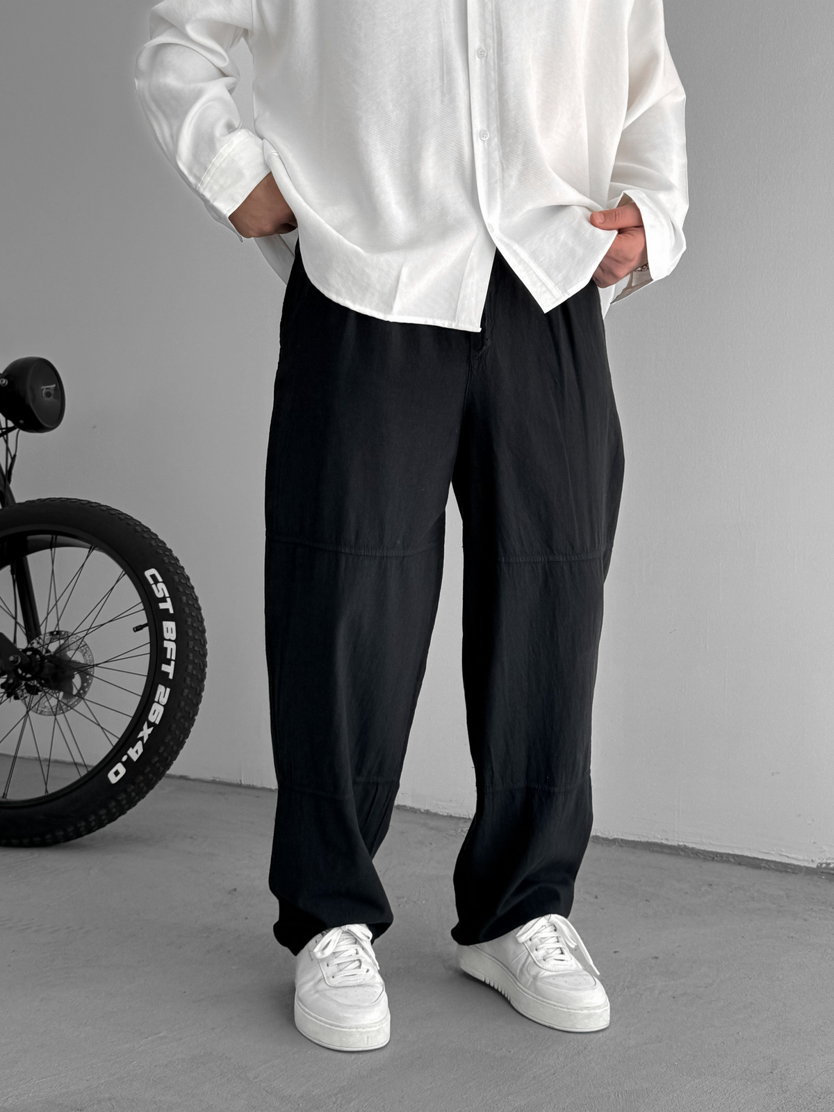 Siyah Dikişli Rahat Baggy Pantolon JJ-96