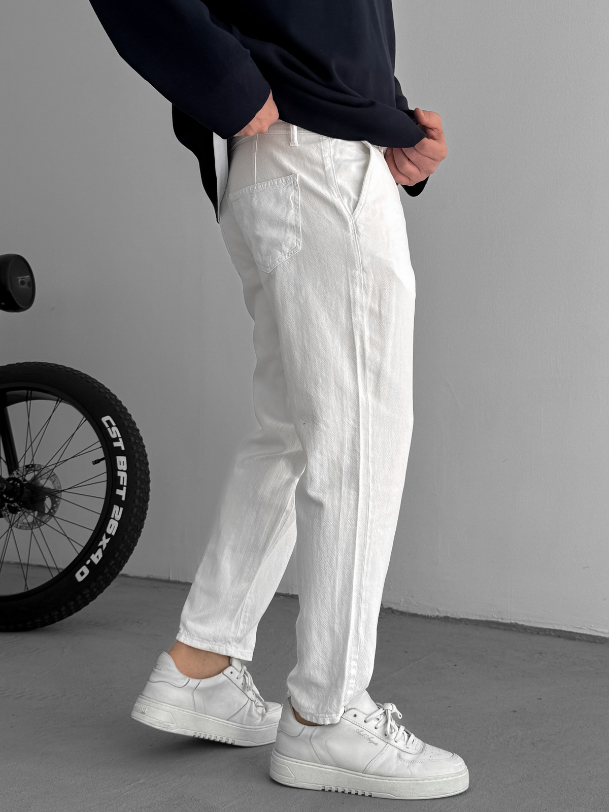 Beyaz Dokulu Basic Pamuk Pantolon RES-1077